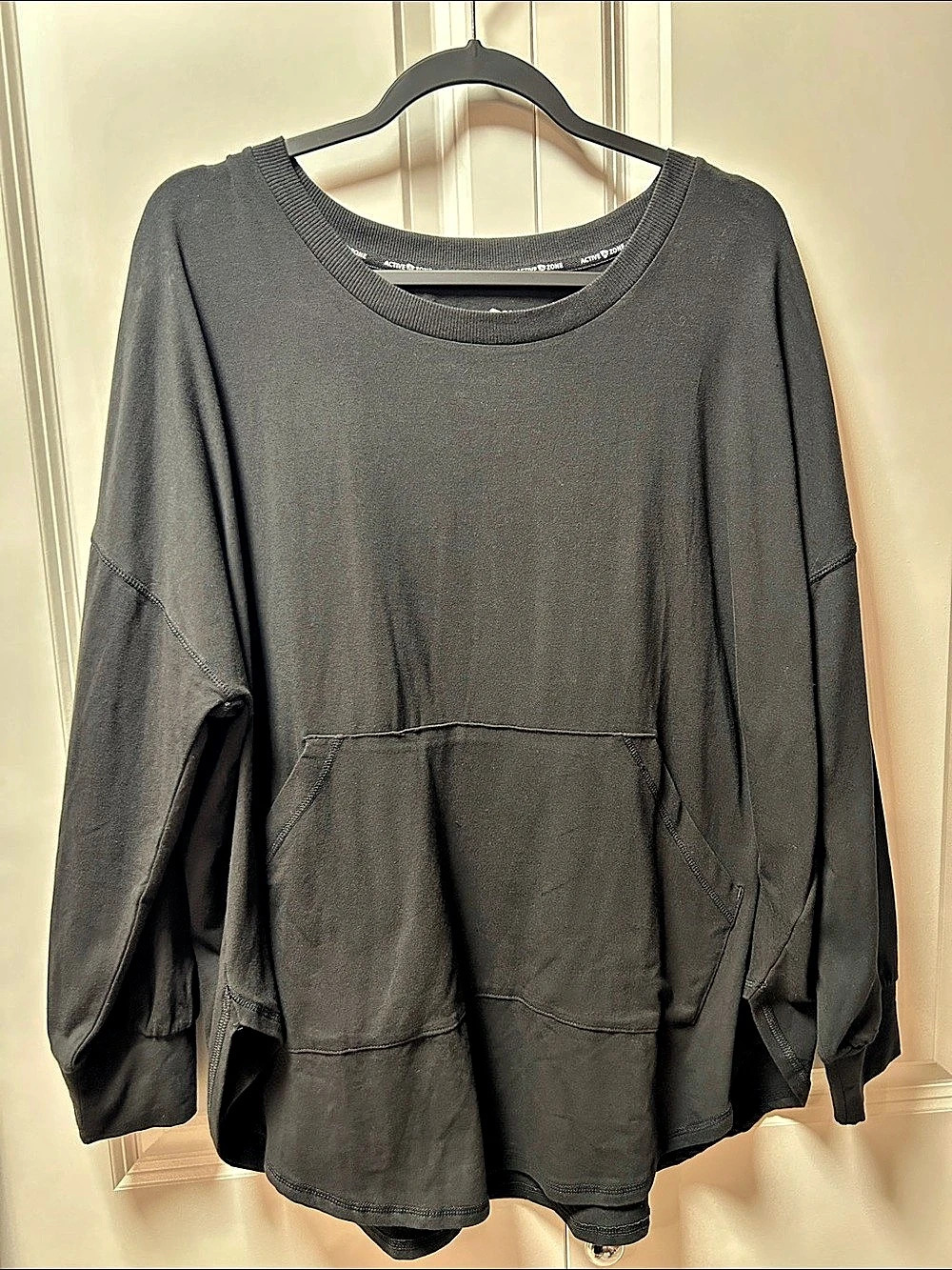Active Zone Black Cotton Blend Active Top Size 1X